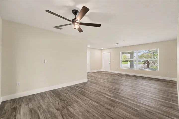 View of dining room and living room.