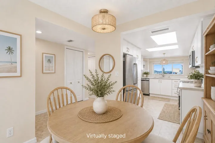 Virtually staged dining area