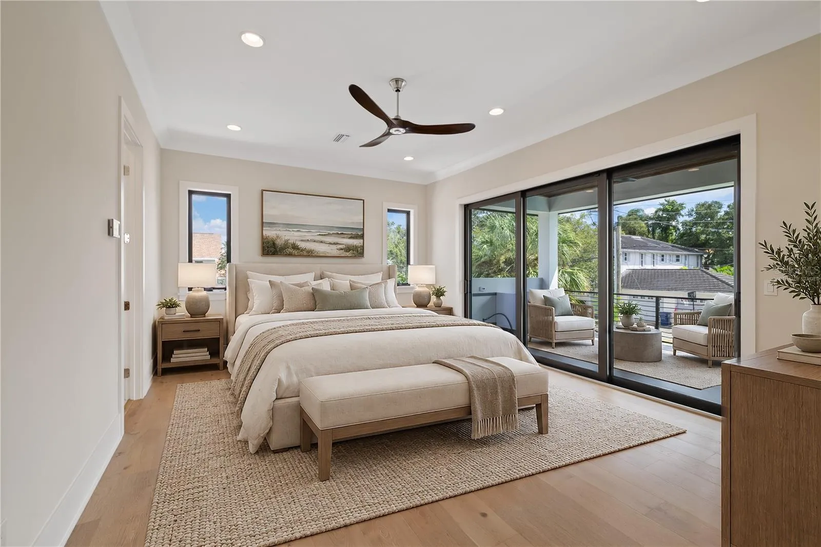 Primary bedroom, virtually staged