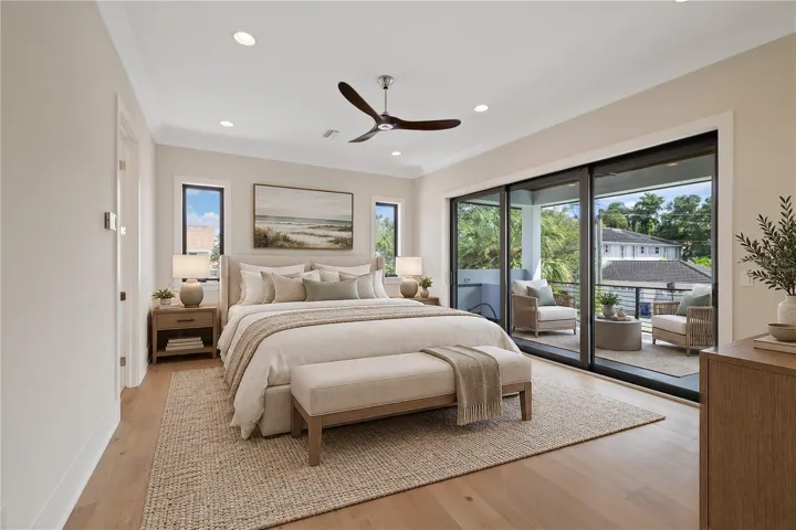 Primary bedroom, virtually staged