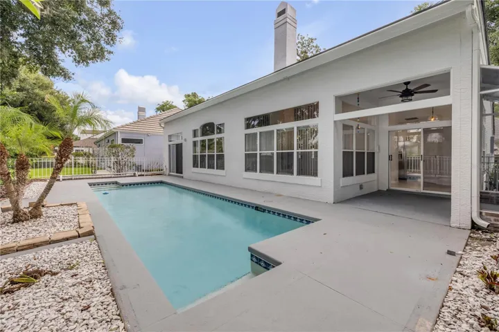 Backyard with in ground pool