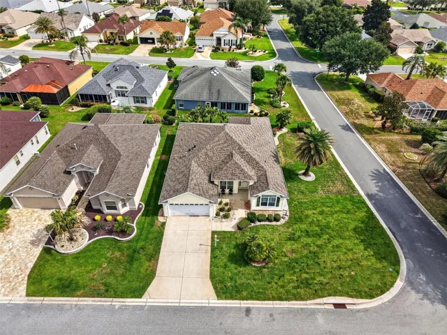 Aerial Front Elevation with Large Corner Lot and ROOM FOR A POOL!