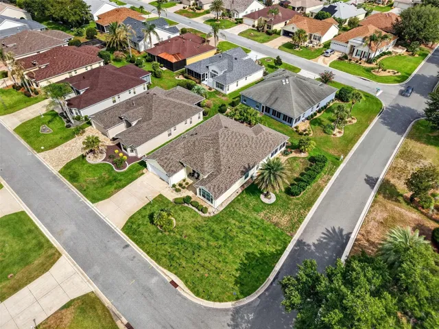 Aerial Front and Side Elevation with Large Corner Lot and ROOM FOR A POOL!