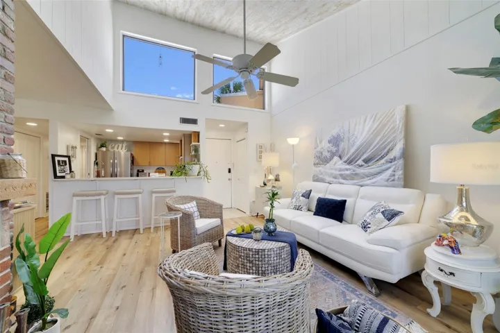High vaulted ceilings with open floor plan