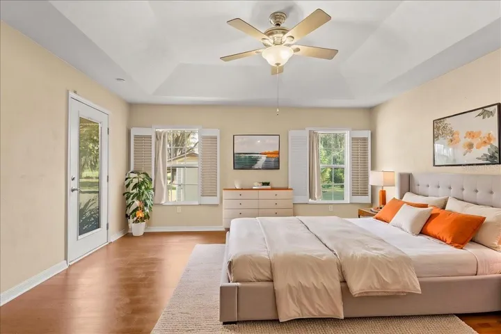Primary bedroom staged