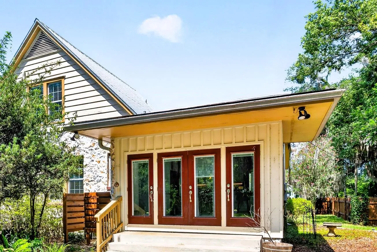 French Doors Open to Large Patio