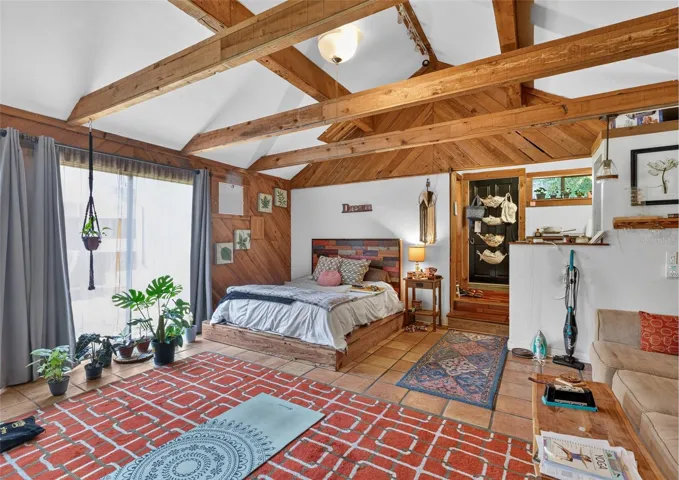 Cottage Has Wood  Beams in Ceiling