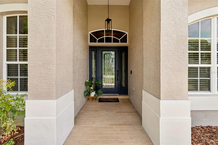 Inviting brick paver entry way