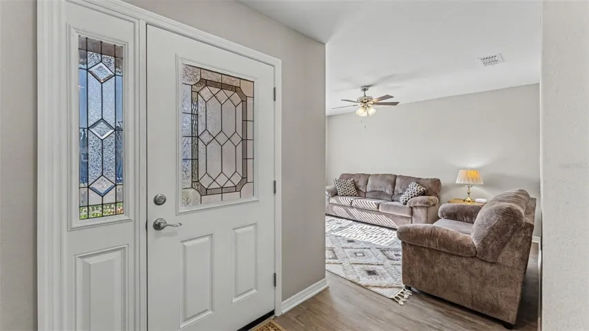 Front door and bonus room