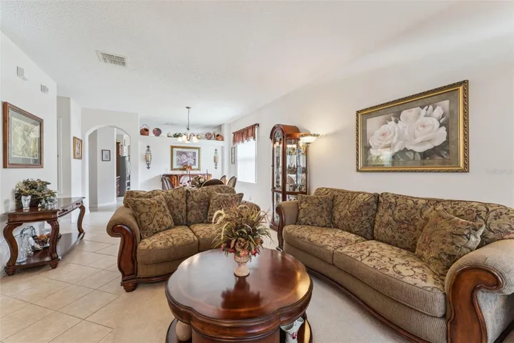 Living Room with Dining Room View