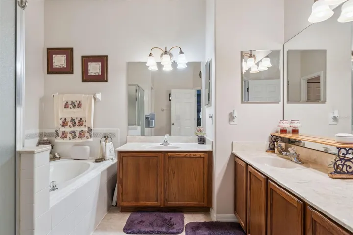 Primary Bathroom with separate sinks and generous counter space