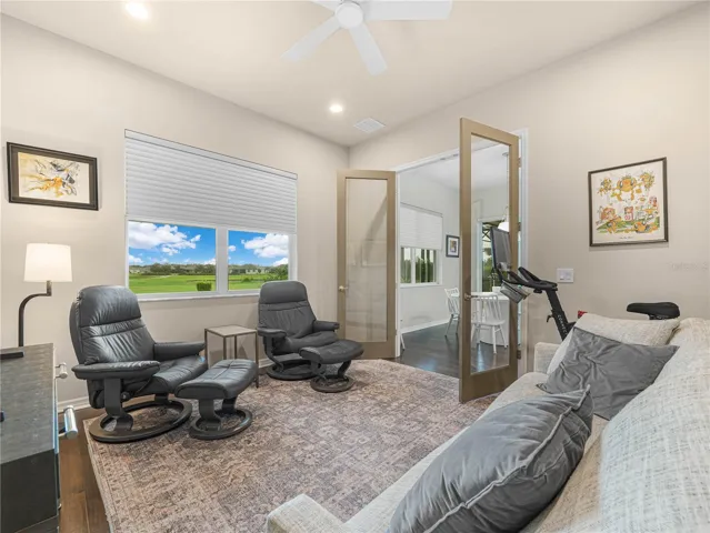 Study/Den with French Glass Doors and Tinted Window