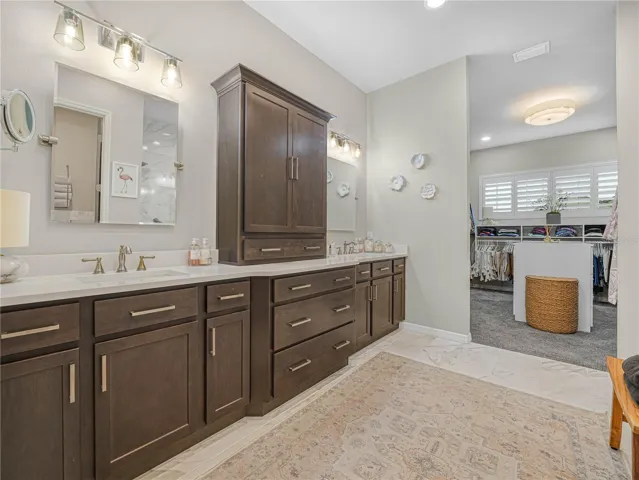 Primary Bath Vanity with Drawers and Cabinets, Upgraded Lighting