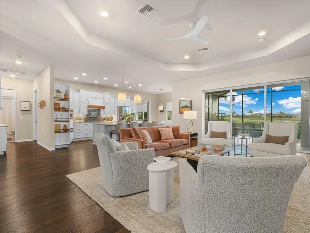 Engineered Hardwood Floors and Trey Ceiling