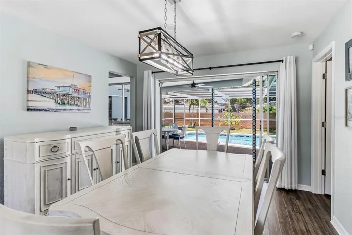 Enjoy dining with a view of the pool