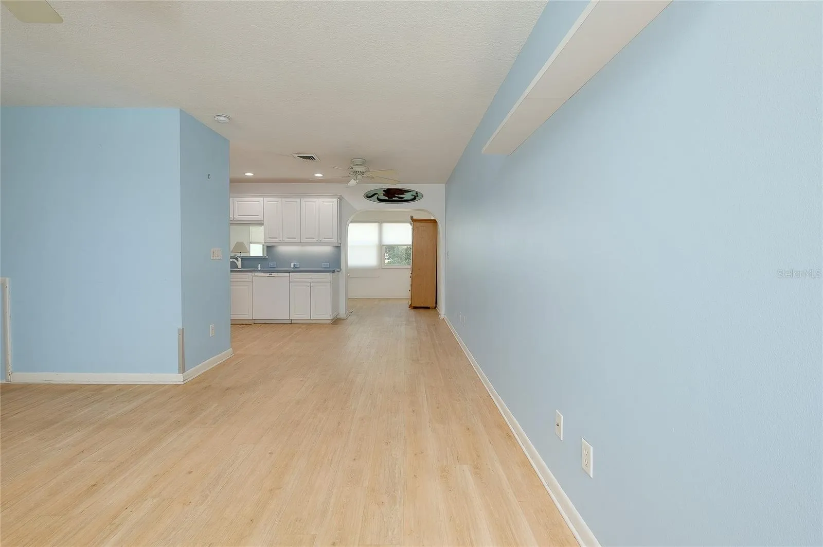 View from living room into dining area