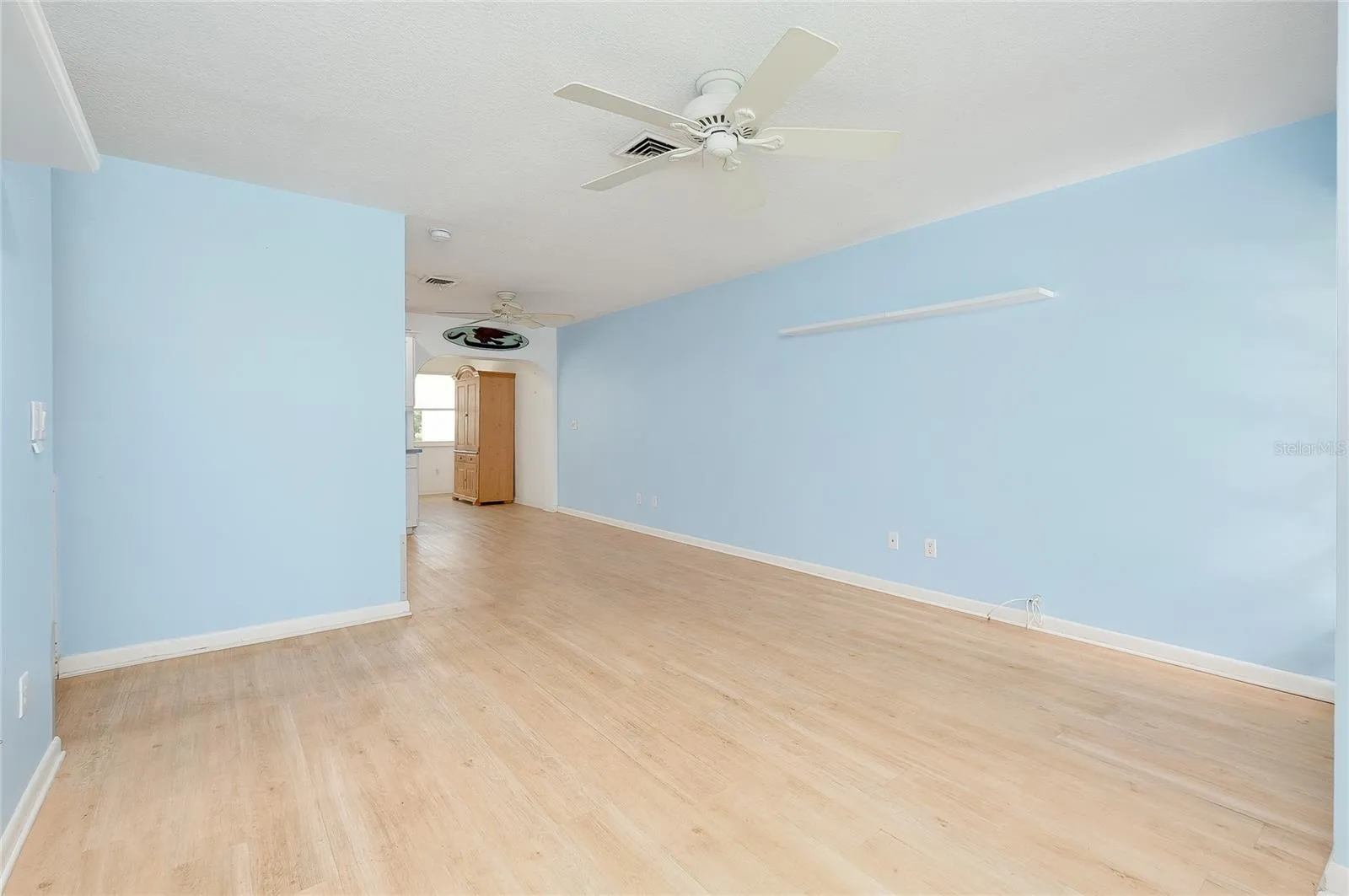 View from living room into dining area