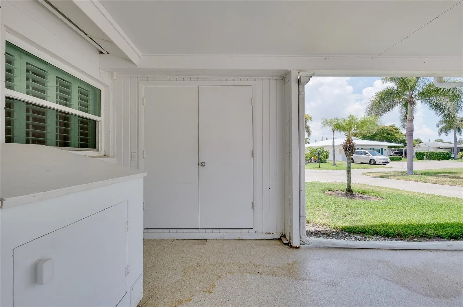 Larger of the 2 storage closets under the carport.