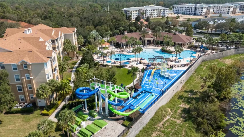 Aerial view of Pool area.