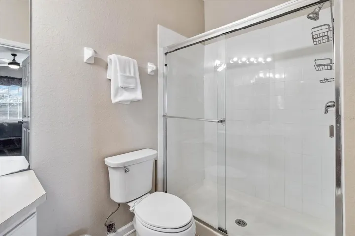 Master Bathroom showing shower enclosure.