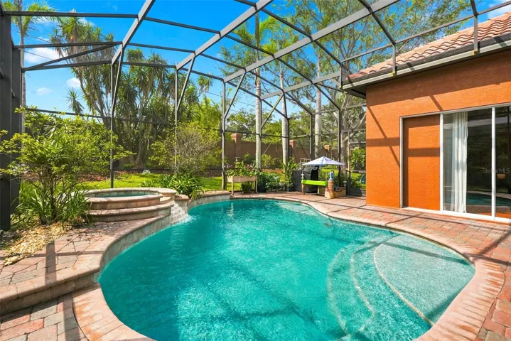 Pool with spa and screen