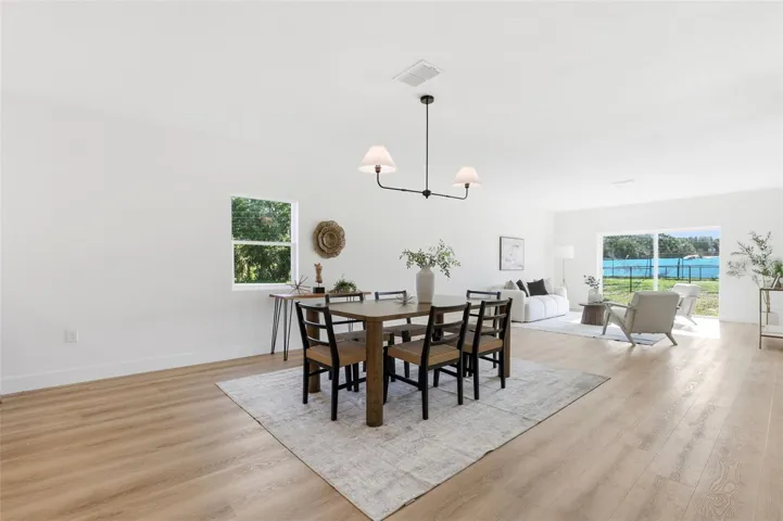 Dining area connects easily to the kitchen and living room for a practical open floor plan.