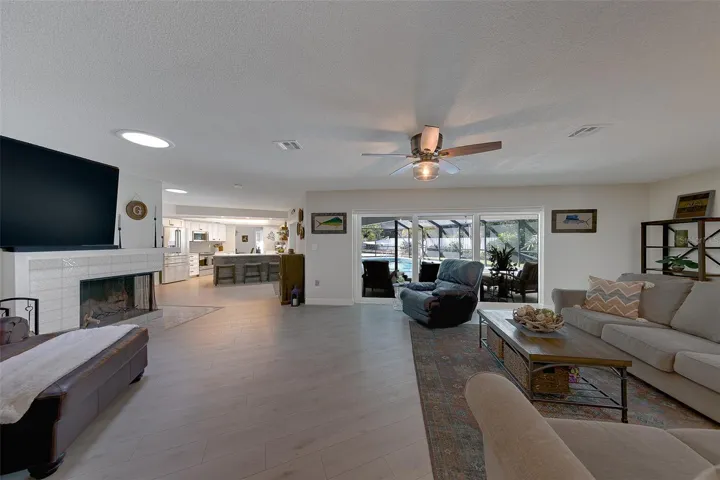 Family room opening up to the kitchen