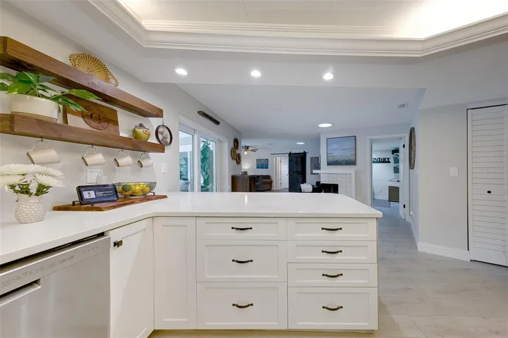 Kitchen opening up to the family room