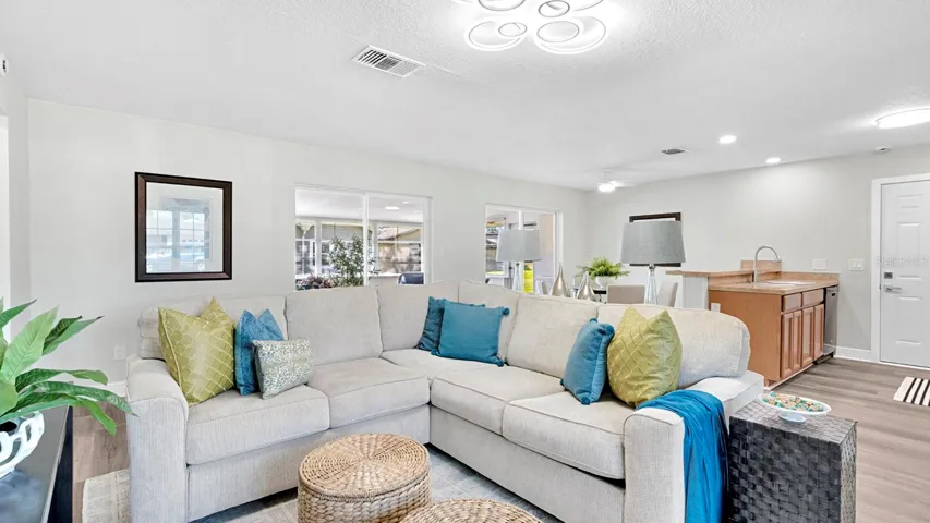 Family Room opens to Dining and Kitchen