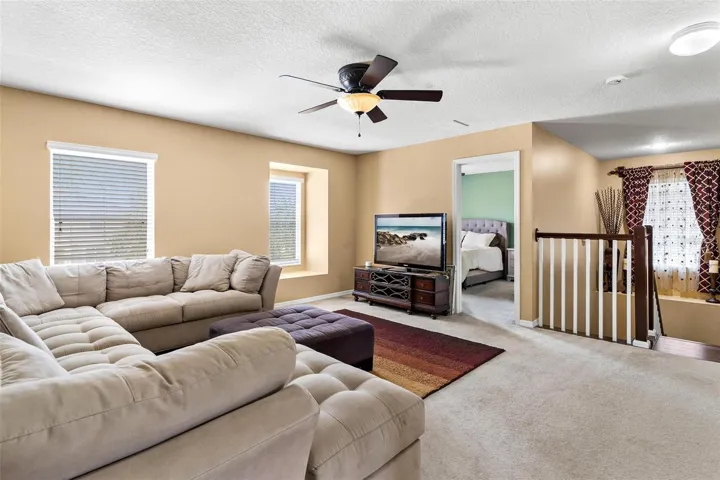 Loft/Bonus room upstairs is perfect as a play room, home gym, office, or media room.