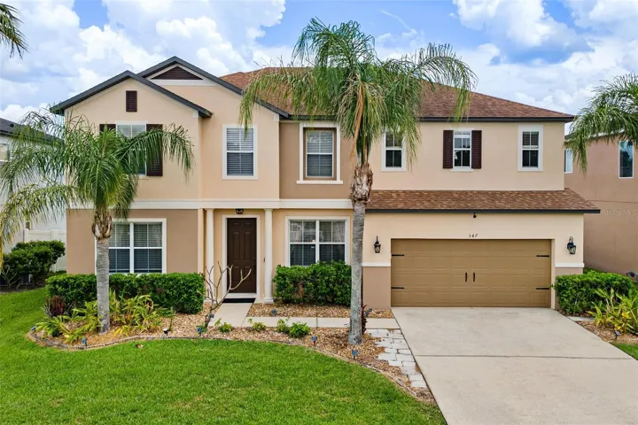 Exterior front of home. 5 bedrooms, 2.5 baths, over 3,000 sq ft of living, and a fenced backyard wth private pool oasis.