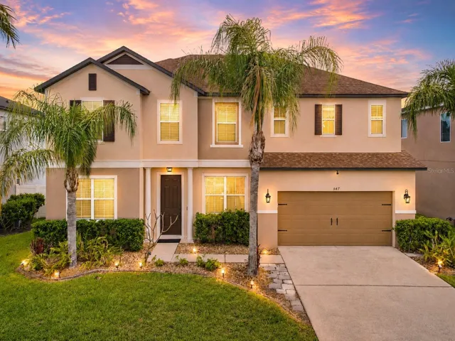 Exterior front of home. 5 bedrooms, 2.5 baths, over 3,000 sq ft of living, and a fenced backyard wth private pool oasis.