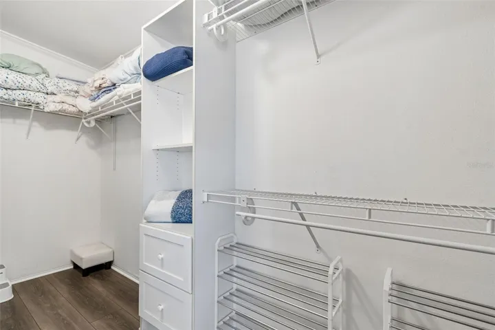 Buit in shelving in Primary closet