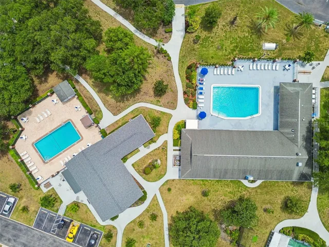 Aeiral of clubhouse and pool area