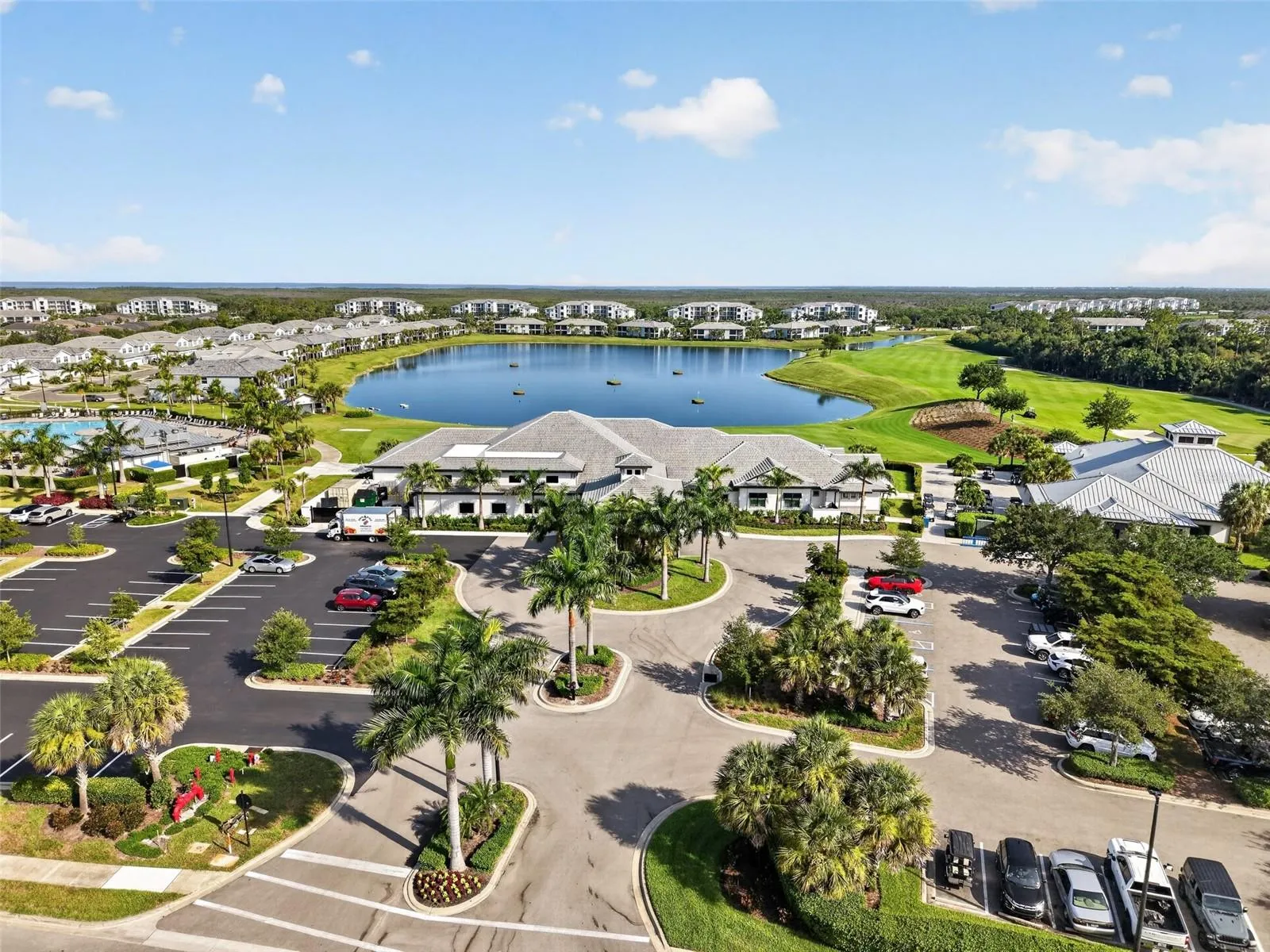 Club House and right behind it is the driving range