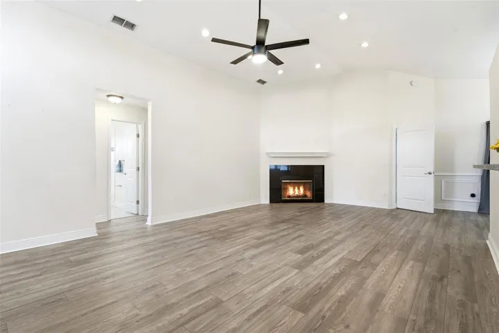 Living Room with wood burning fireplace