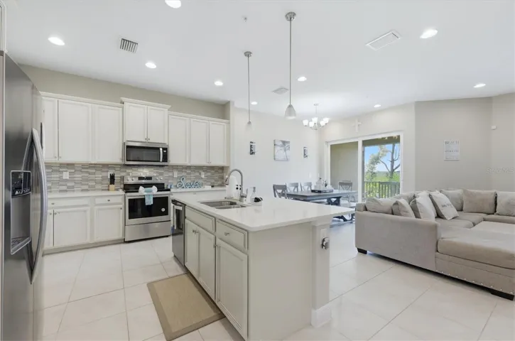 Kitchen, Living Room and Dining Room