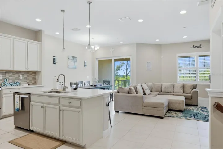 Kitchen looking at Dining Room and Living Room