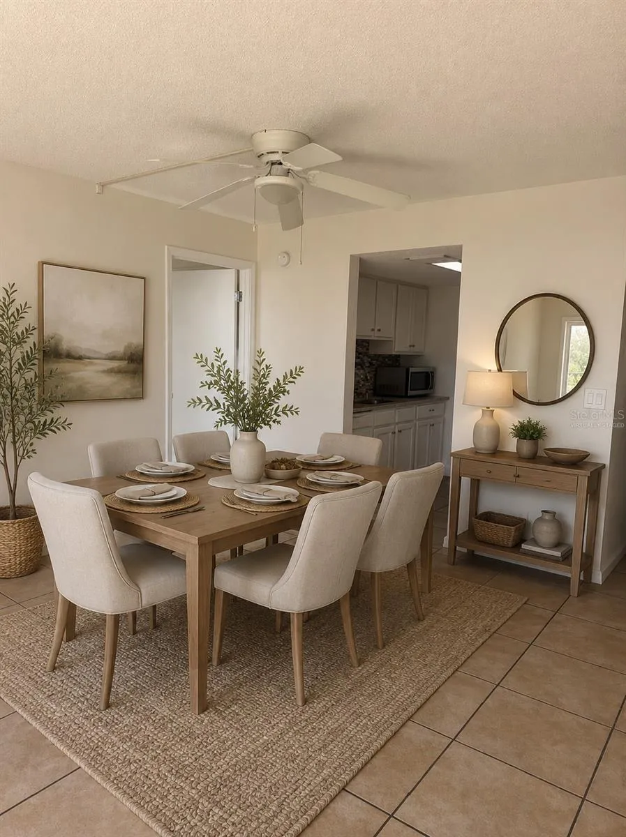 Virtually staged dining area