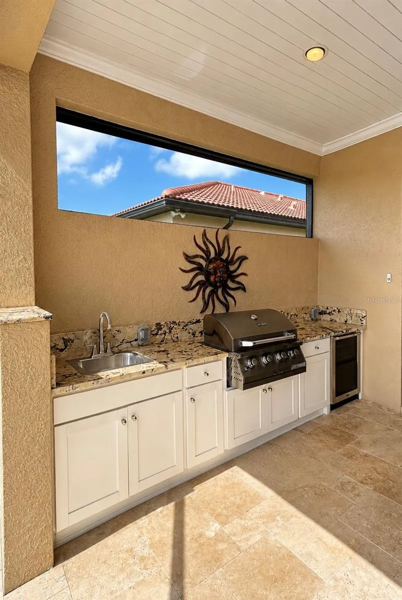 Outdoor Summer Kitchen-Built-In Grill, Sink &amp; Beverage Refrigerator.