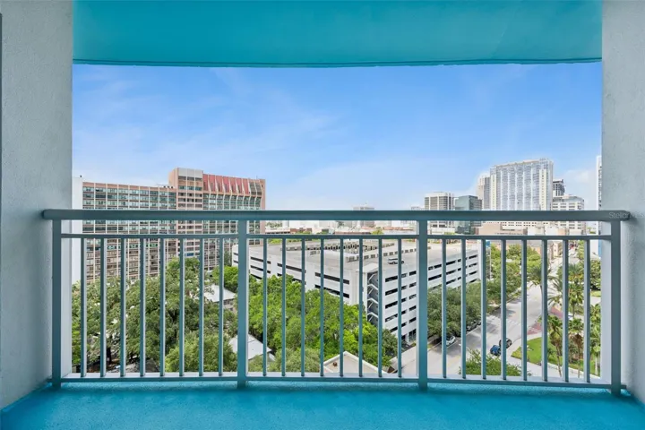 Unobstructed city view from balcony