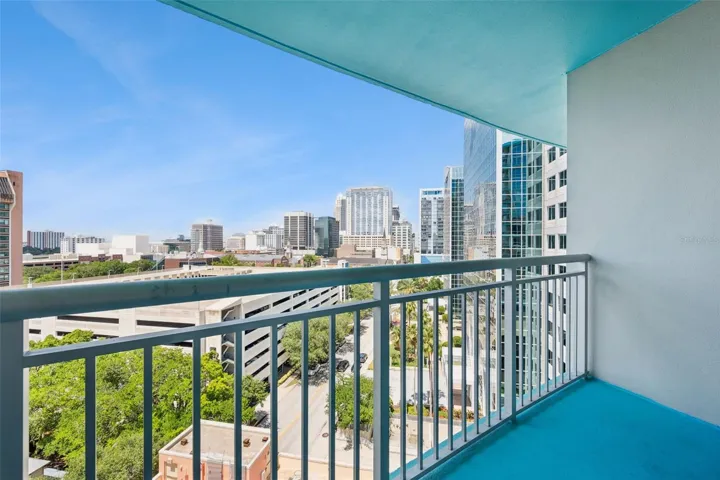 Unobstructed city view from balcony