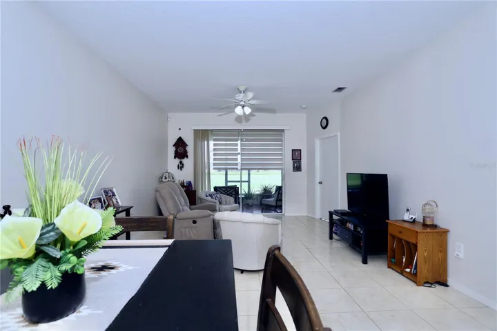 Open living and dining room