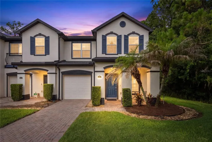 Twilight exterior.