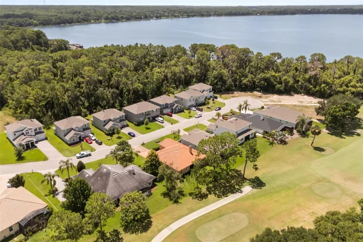 Aerial showing golf course and Lake Beauclair
