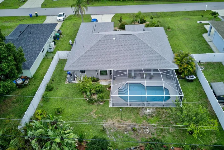 large backyard fenced in