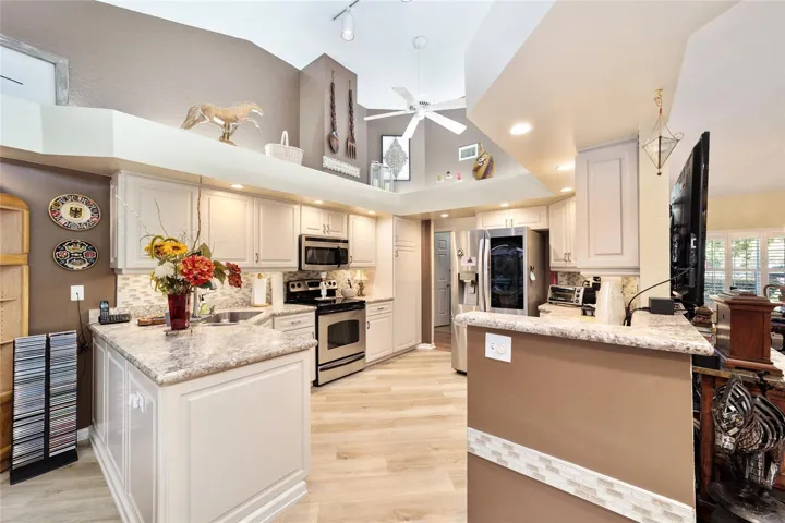 Kitchen with recessed lighting