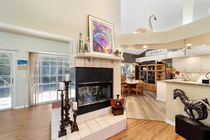 View from living room to kitchen