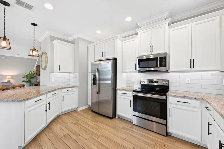 Ample storage and a modern color palette.
