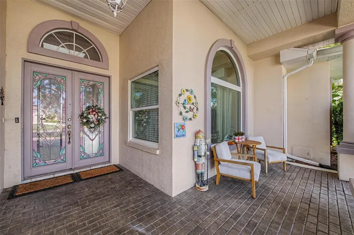 Front door and the front porch.